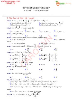Chuyên đề Giải tích 12 Lũy thừa - Mũ - Logarit